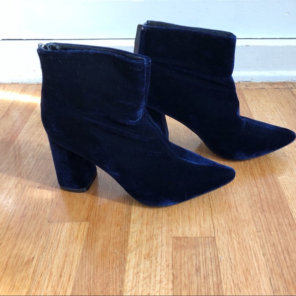 ASOS Shoes - ASOS Dark Royal Blue Velvet ZIP booties